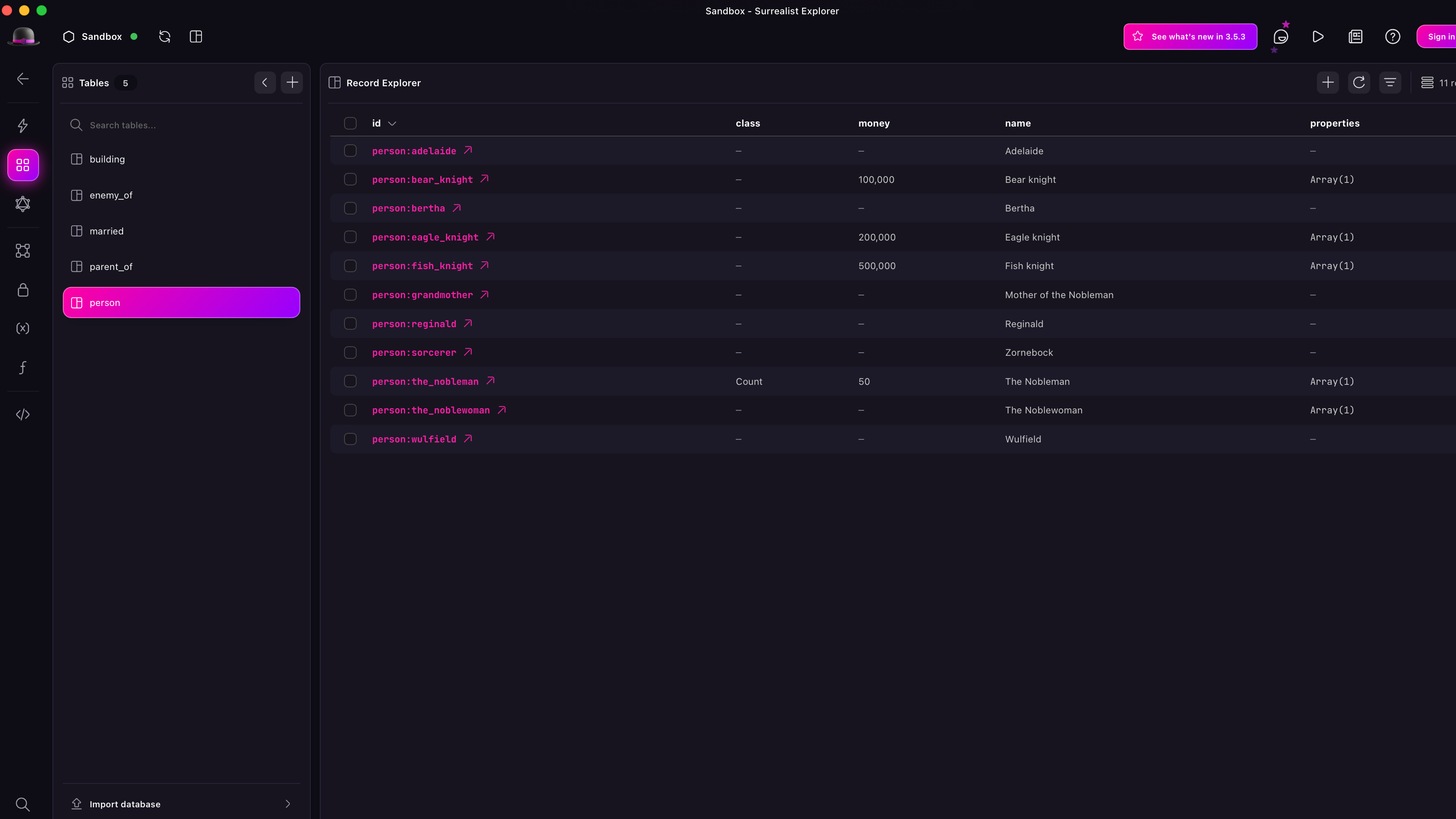 Surrealist's Explorer view