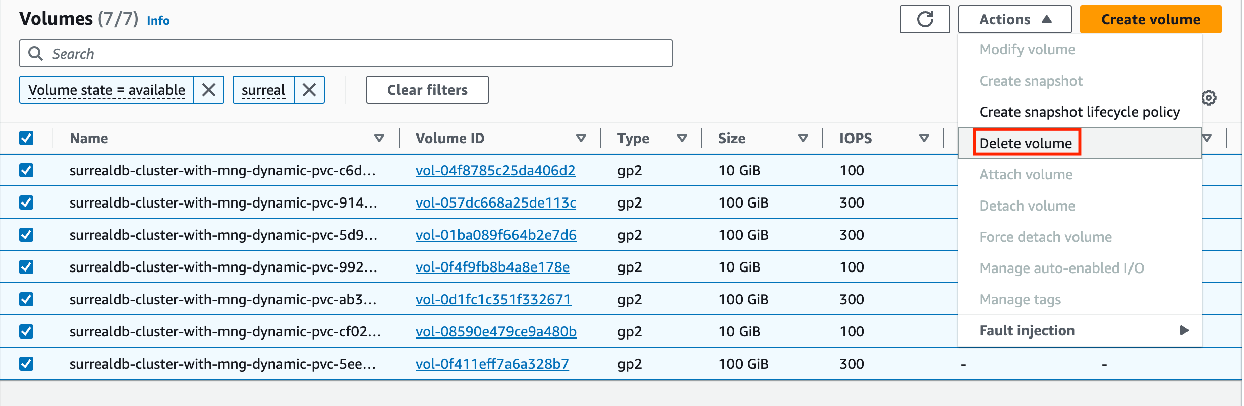 AWS volume